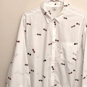 NWT🤎White Cotton Shirt with Glasses